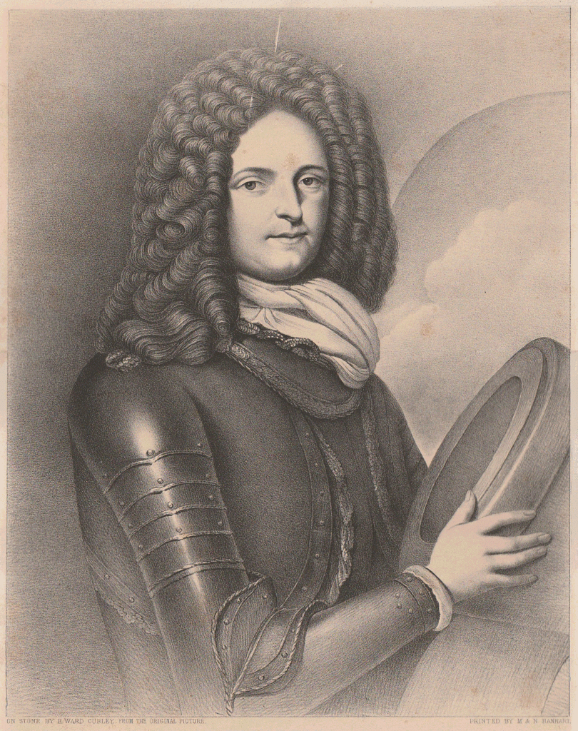 Print from an etching in stone of the portrait of Major William Bousfield